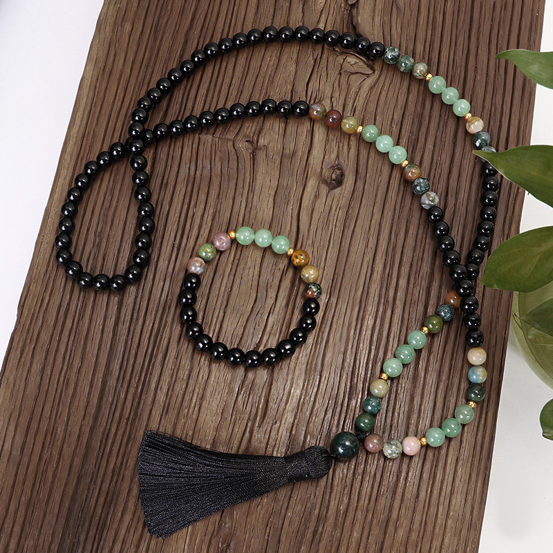 Summer Black Tassel Long Necklace