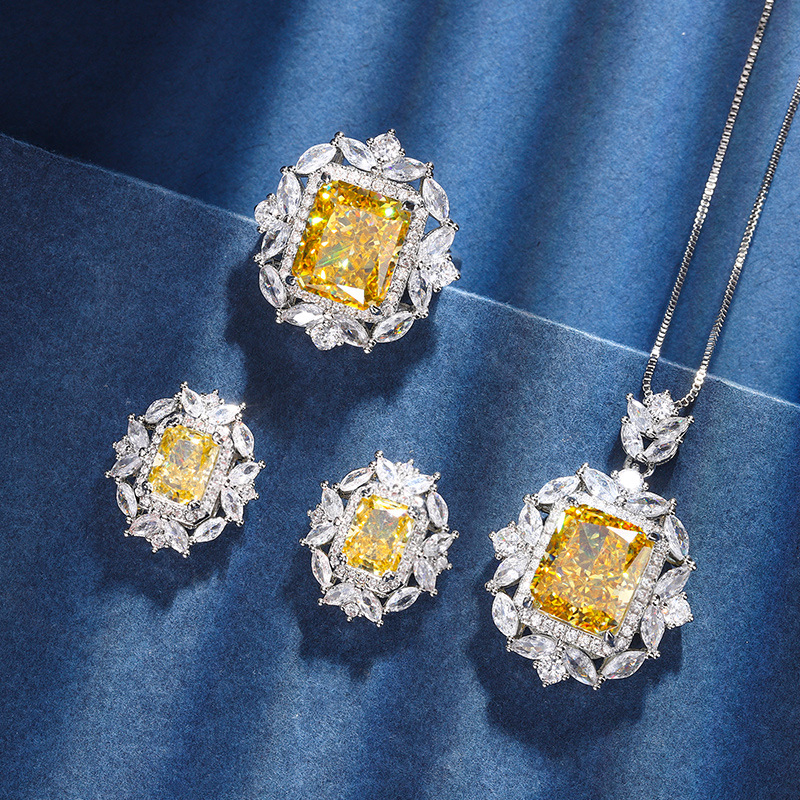 Ice Flower Cut Yellow Diamond Jewelry 6