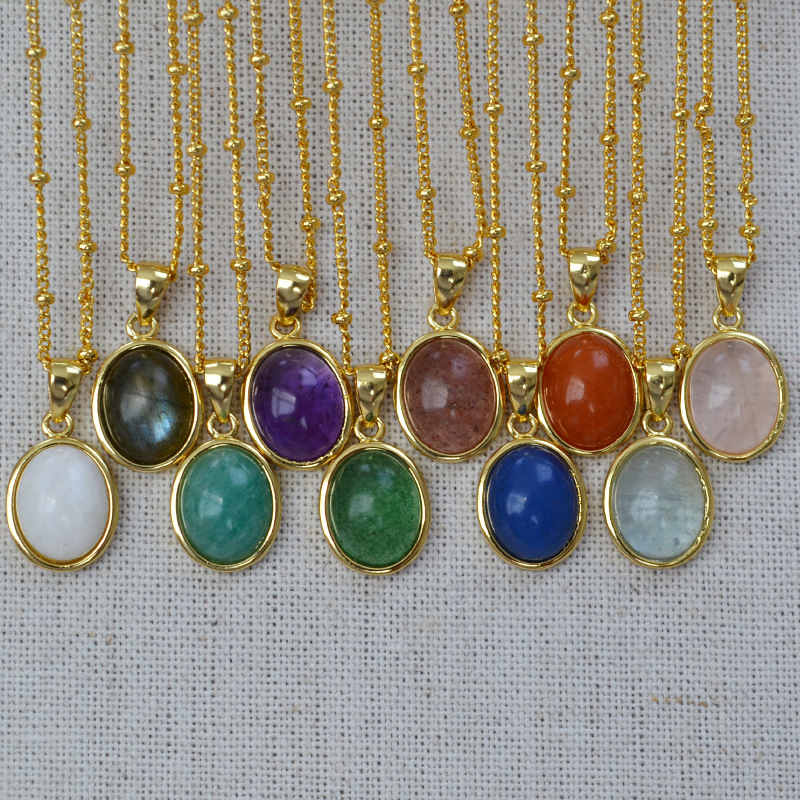 Everyday Elegant Necklace With A Pendant Set With Colorful Natural Stones