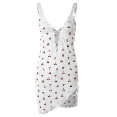 Summer Sexy Deep V Strap Cherry Sexy Lingerie For Women - Deep V Cherry Dress - View 1