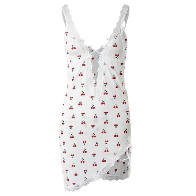 Summer Sexy Deep V Strap Cherry Sexy Lingerie For Women Deep V Cherry Dress - Shop at LoveMi