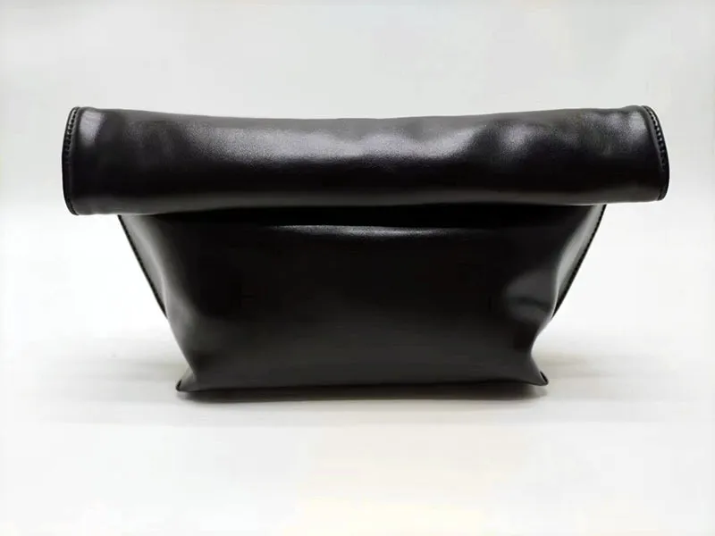 New Trendy Simple Curling Envelope Fashionable Elegant Clutch Bag For Women - Black