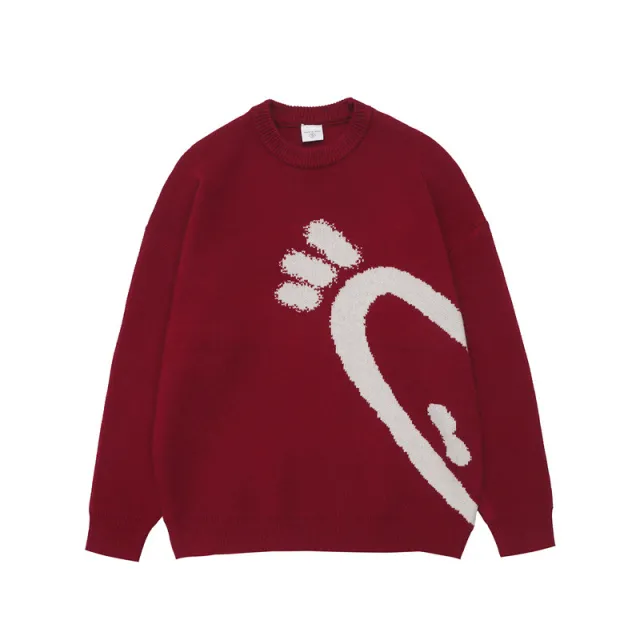 Fashion Lazy Couple Love Round Neck Men's And Women's Knitwear Sweater Red Left - Shop at LoveMi