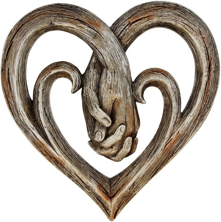 Hand-in-hand Heart Wall Decor Decorative Art Piece  Gift Item  Craft Ornament  Wooden Hanging Decoration