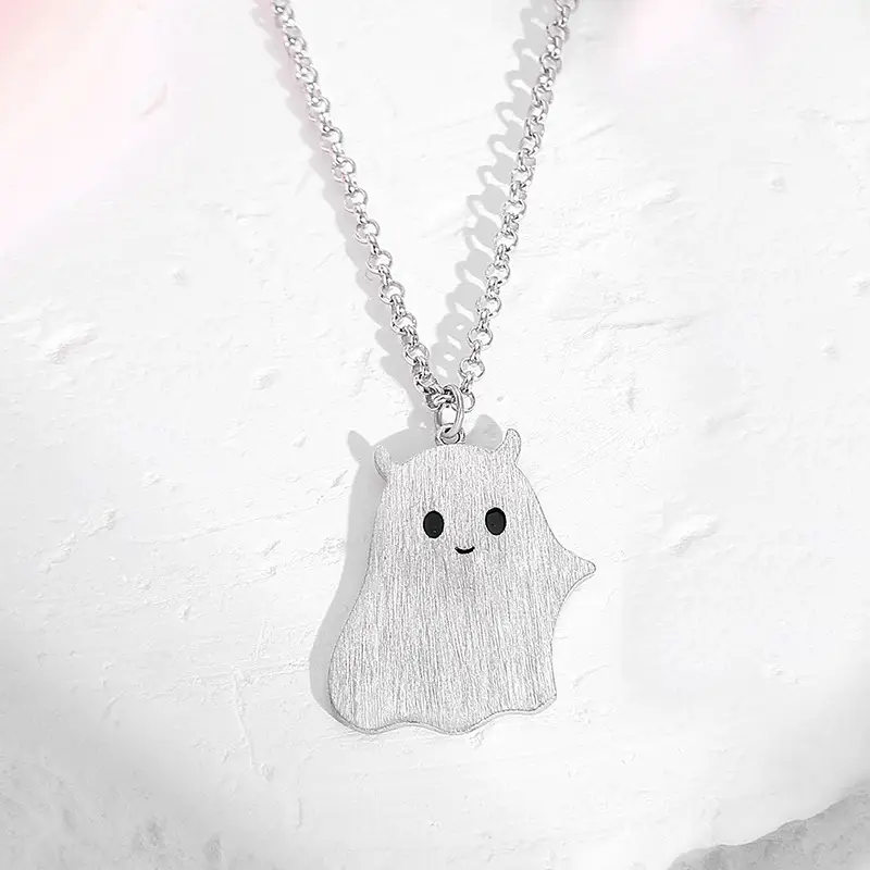 Sterling Silver Sweet Cool Style Personalized Minority Original Little Ghost Couple Necklace