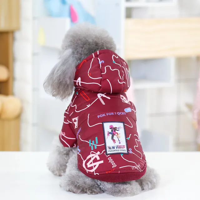 Fashion Letter Cotton Padded Coat Wine Red - Shop at LoveMi
