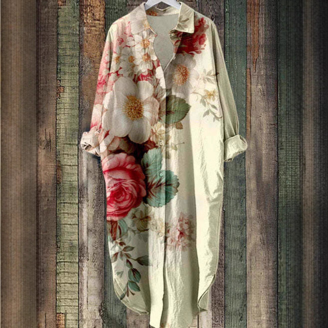 3D-printed  Fashionable Loose-fit Lapel Dress