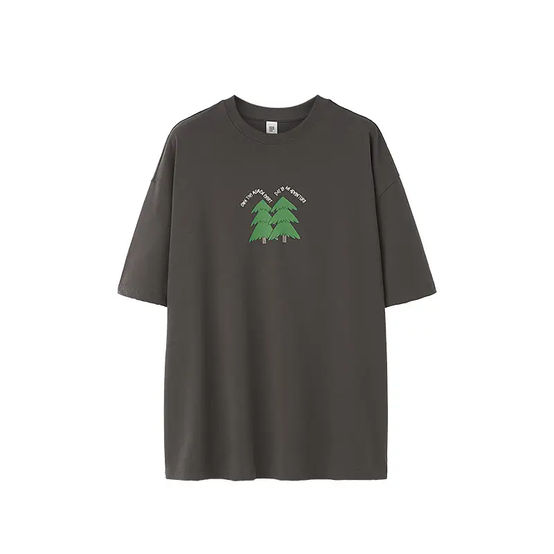 Pine Puff Print T-shirt Casual Pure Cotton