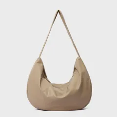 Casual Soft Leather Large Capacity Shoulder Crossbody Tote Bag - Apricot - View 1