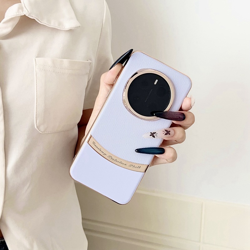 Personalized Electroplated Cross Pattern Leather Pattern Anti Drop Phone Case