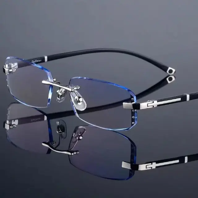 Diamond Rimmed Frameless Reading Glasses Blue - Shop at LoveMi