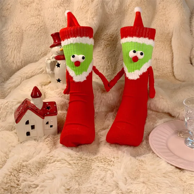 Women's Cute Fashion Couple Magnetic All match Tube Socks Christmas Hat Hand Socks - Shop at LoveMi