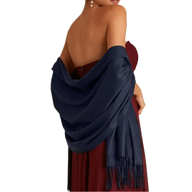 Women's Cashmere Shawl Solid Color Scarf Blue - Shop at LoveMi