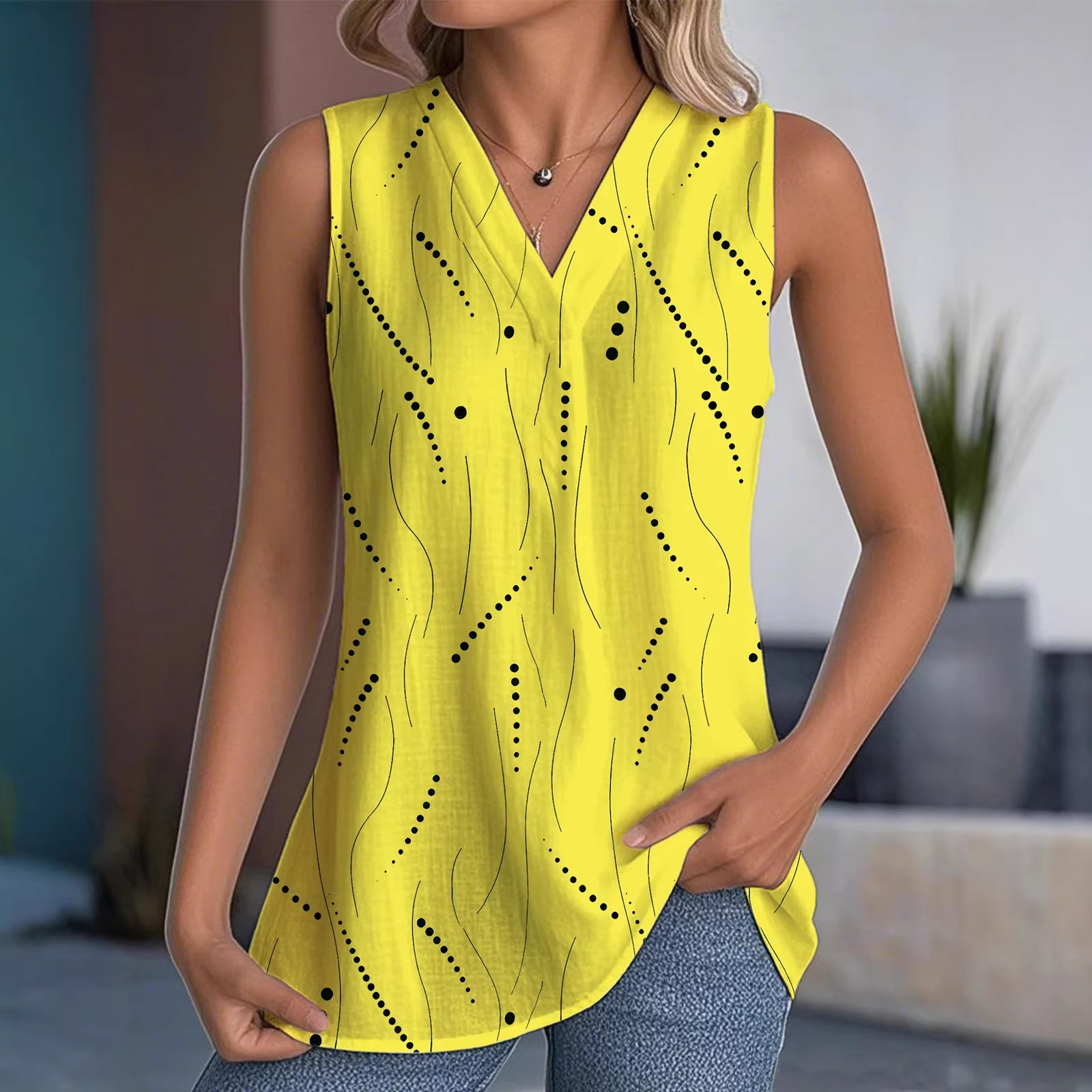 Casual Versatile Breathable Lightweight Sleeveless V Neck Top