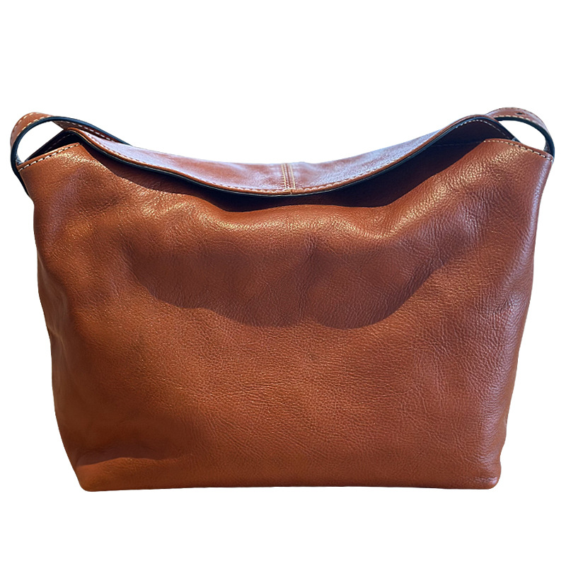 Genuine Leather Bucket Crossbody Bag