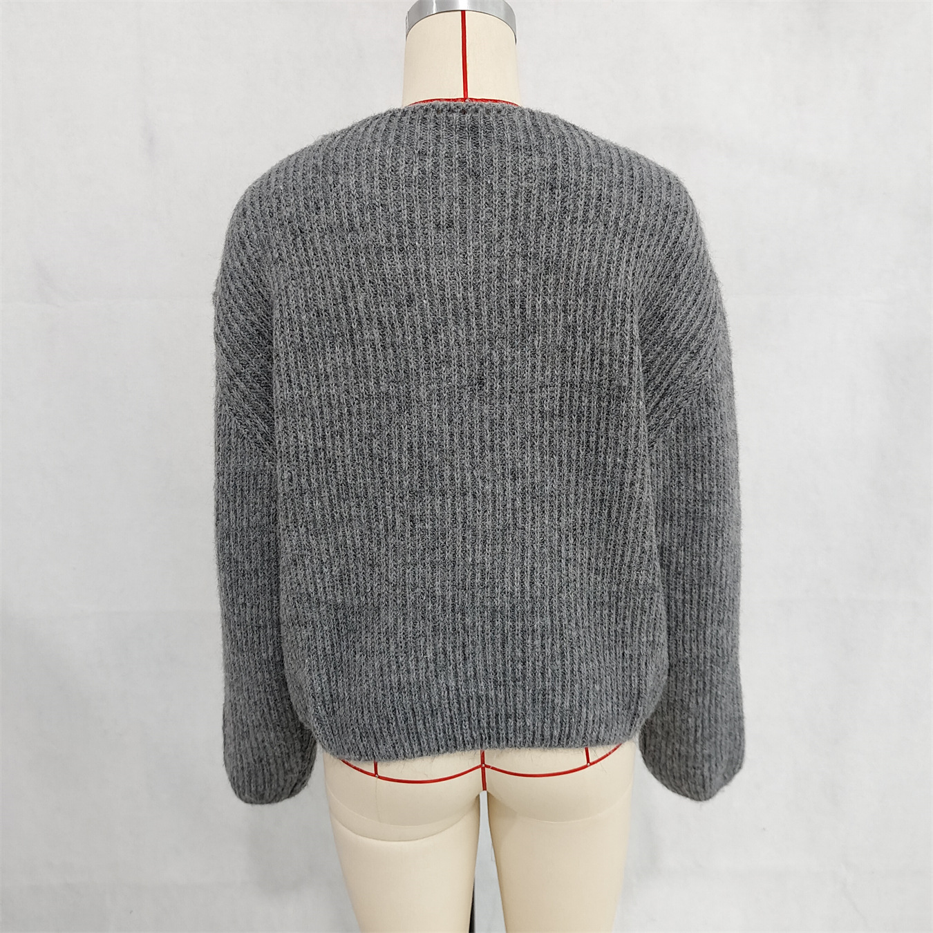Simple Casual Bow Embroidery Decoration Knitted Long Sleeve Sweater