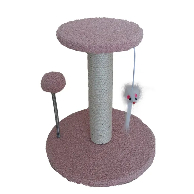 Scratching Pole Masher Vertical Non chip Cat Climbing Frame Teddy Plush Pink - Shop at LoveMi