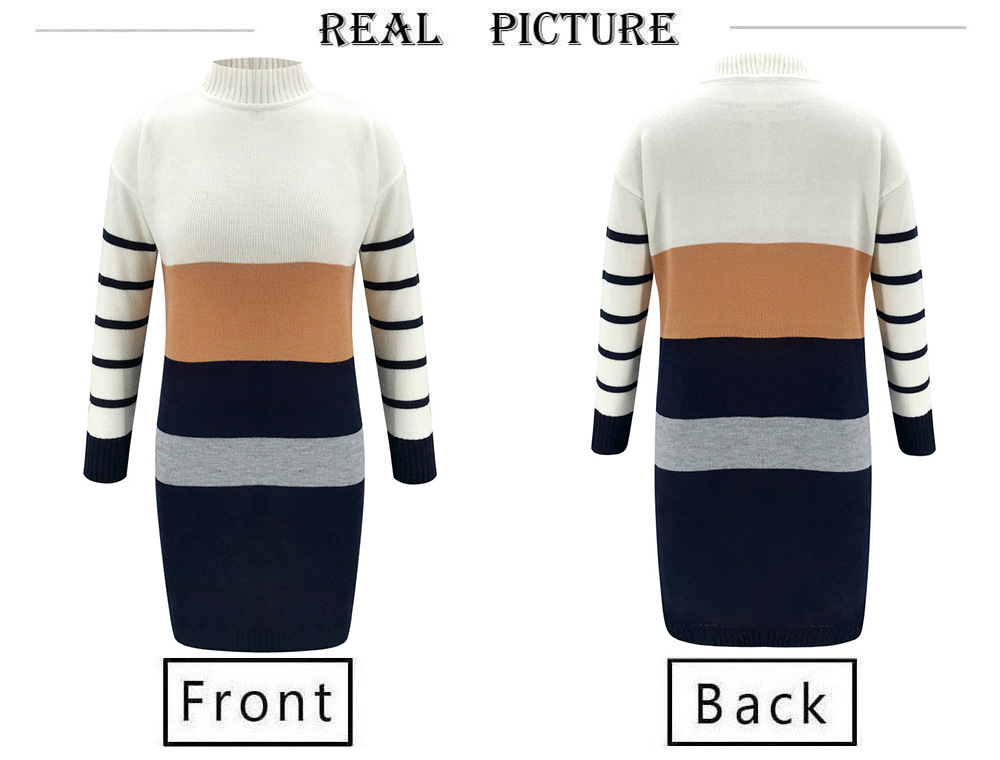 Title 5, Colorblock striped turtleneck dress sweater. A ...