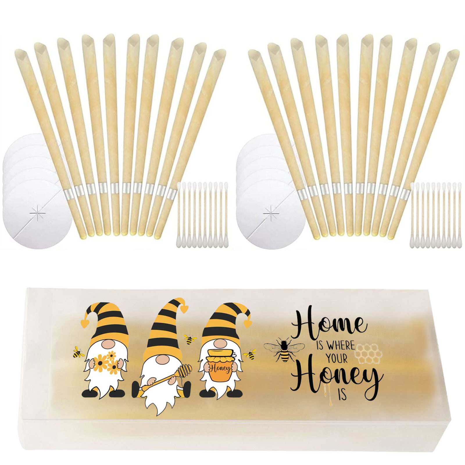 Bee-textured Silver-label Aroma Ear Candles With A Tray