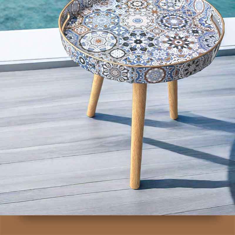 Boho Patterned Small Round Side Table