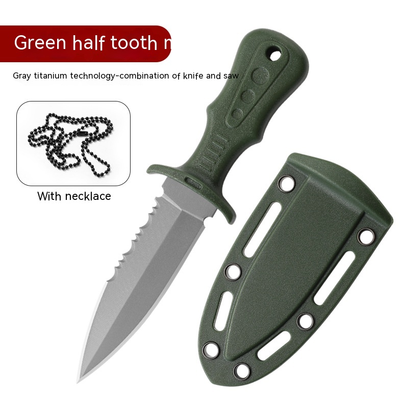 Gray Blade Green Handle Half