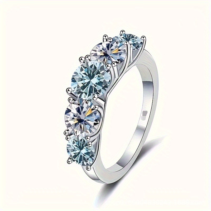 S925-stamped Lab-grown Moissanitezirconia Womens Eco-friendly Silver Ring