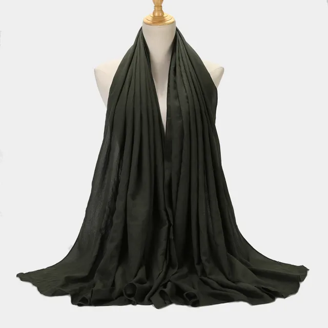 Scroll Pack Encryption Imitation Cotton And Linen Solid Color Closed toe Scarf 7 Army Green - Shop at LoveMi