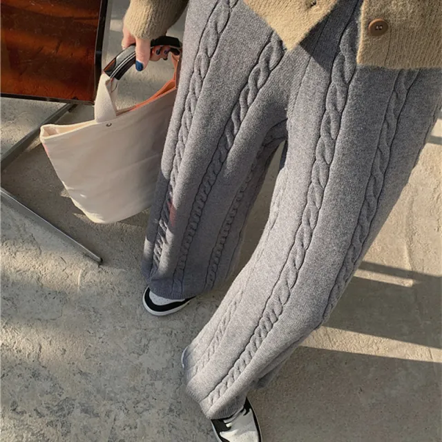 Versatile Minimalist And Stylish Knit Pants Gray - Shop at LoveMi