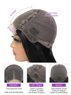 Front Lace Wig Human Hair Wig - 150 Density 4X 4 - View 1