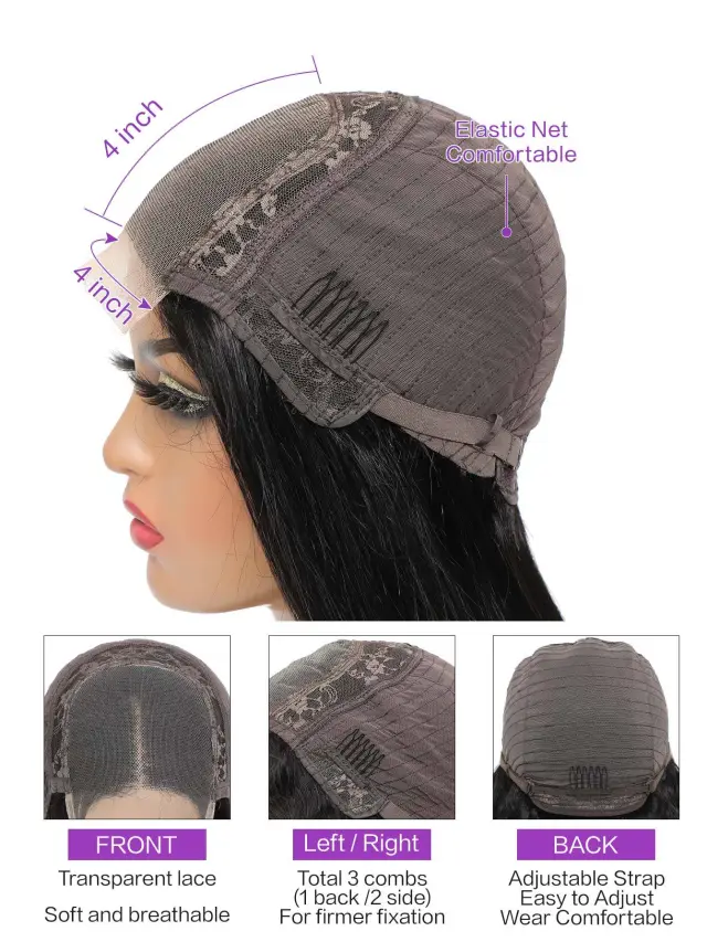 Front Lace Wig Human Hair Wig 150 Density 4X 4 - Shop at LoveMi