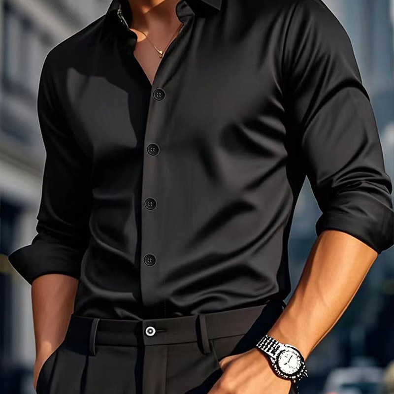 Men's Casual Solid Color Long-Sleeve Shirt
