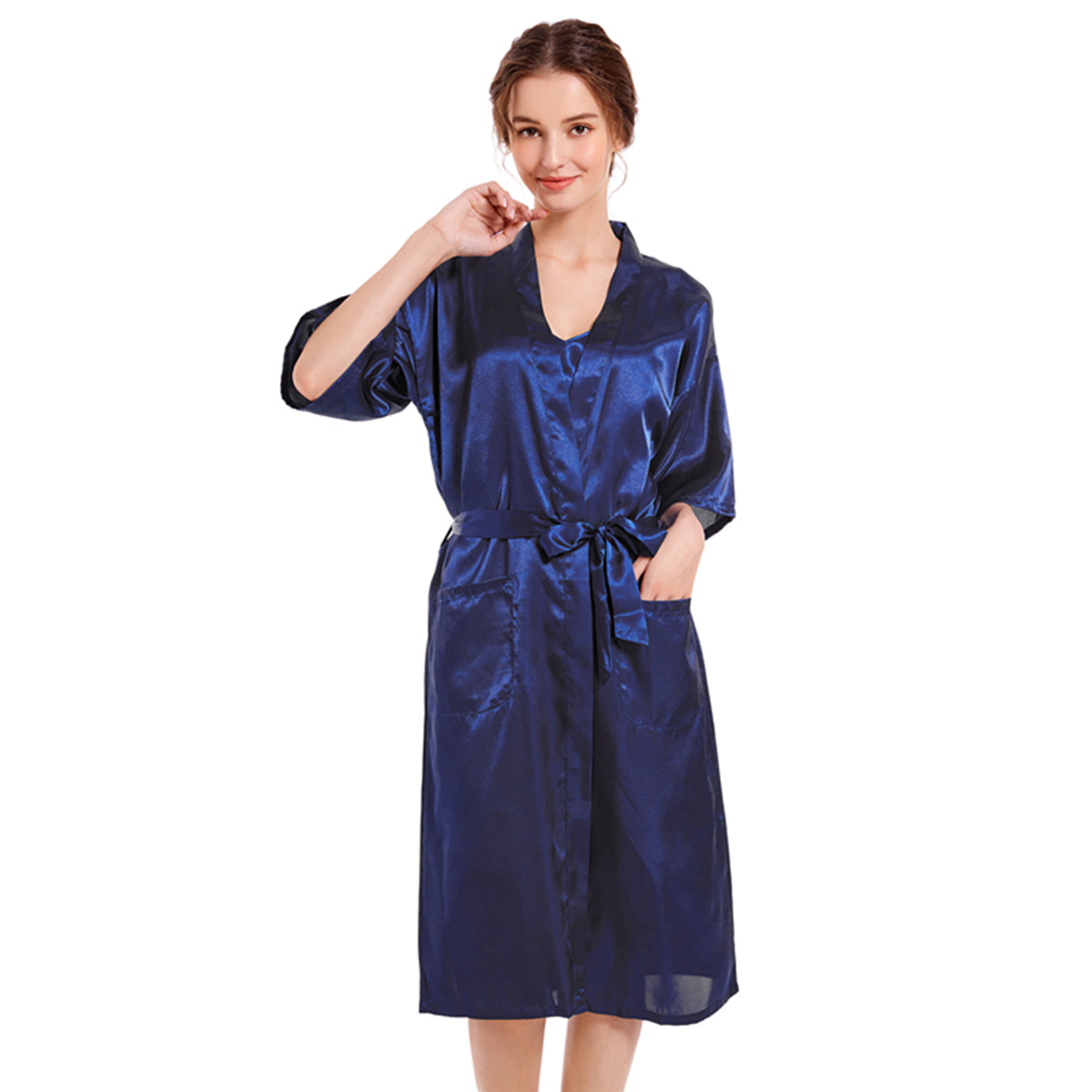 Womens Satin Ultra-thin Collarless Nightgown