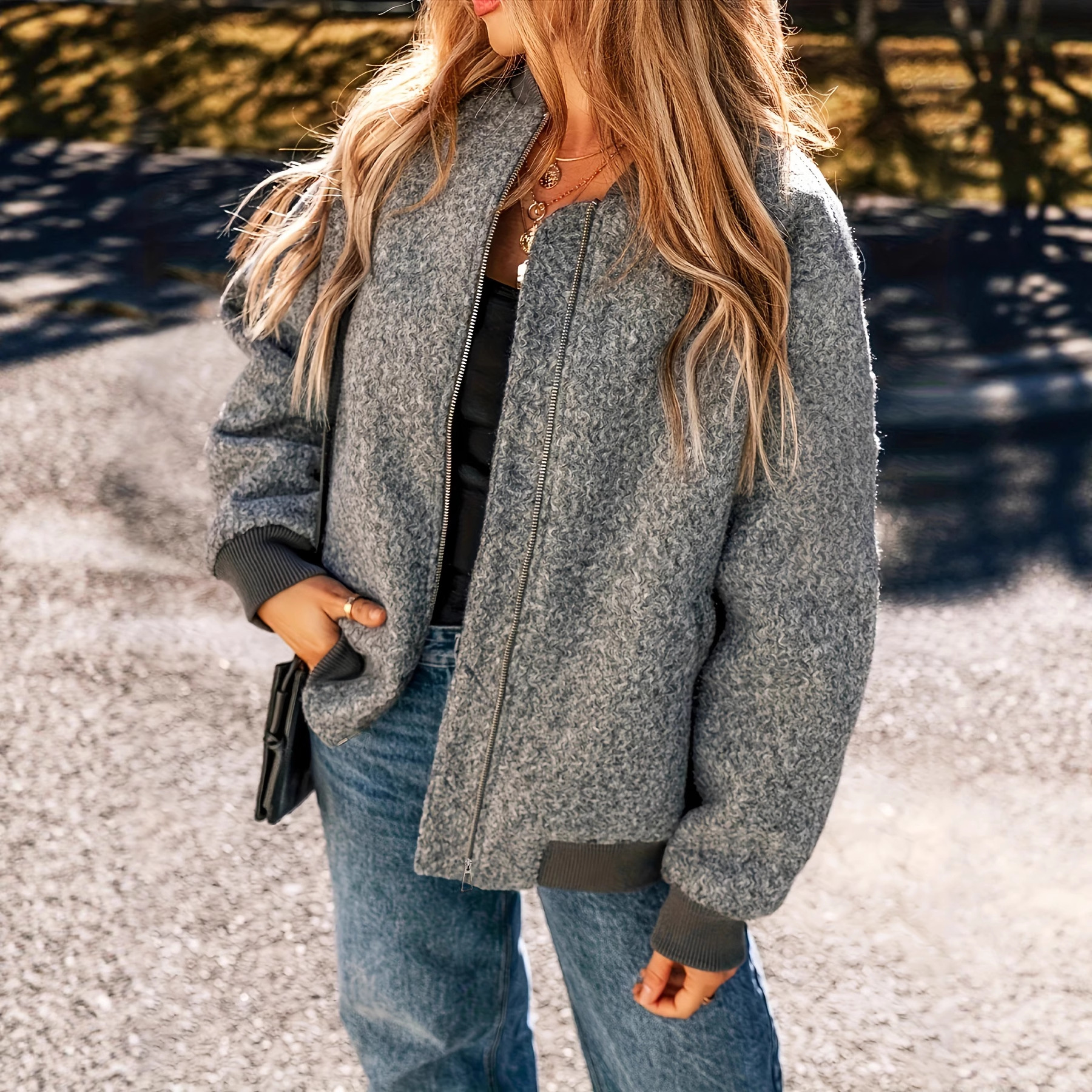 New Autumn And Winter Zipper Jacket Loose-fitting Short Coat