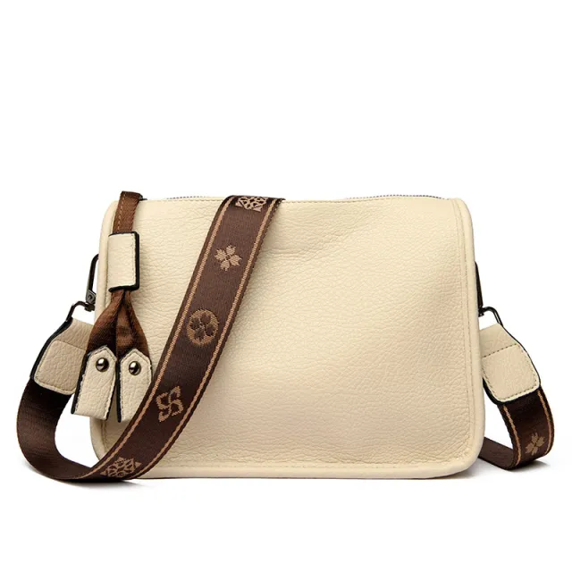 Fashionable All match Portable Exquisite Retro Soft Leather Shoulder Messenger Bag Beige - Shop at LoveMi