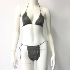 Sexy Stretch Fishnet Rhinestone Tight Group Suit - Bikini Suit - View 1