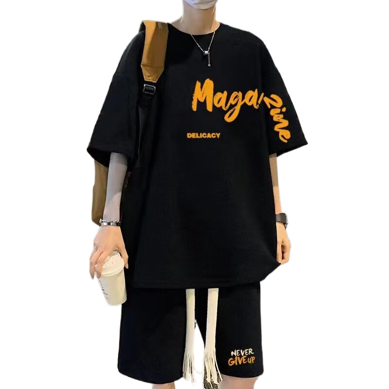 Mens Summer Sportswear Set Short-sleeve T-shirt And Basketball Jersey For Casual Wear