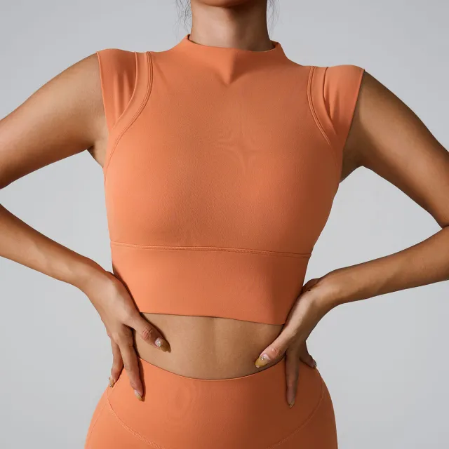 Sports Bra High Elastic Nude Feel Close fitting Body Shaping Yoga Clothes Orange - Shop at LoveMi