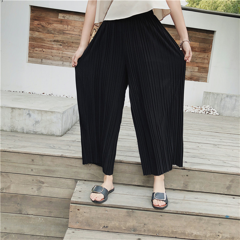 Title 6, High waist pleated chiffon wide-leg pants