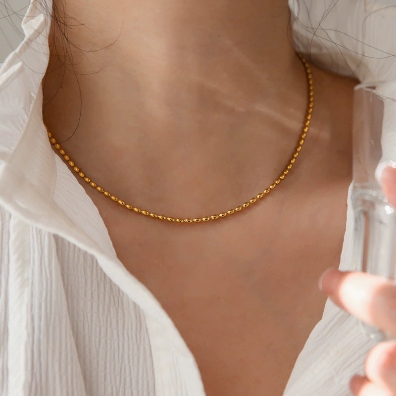 Stainless Steel Rice Grain Necklace Female Niche Accessories