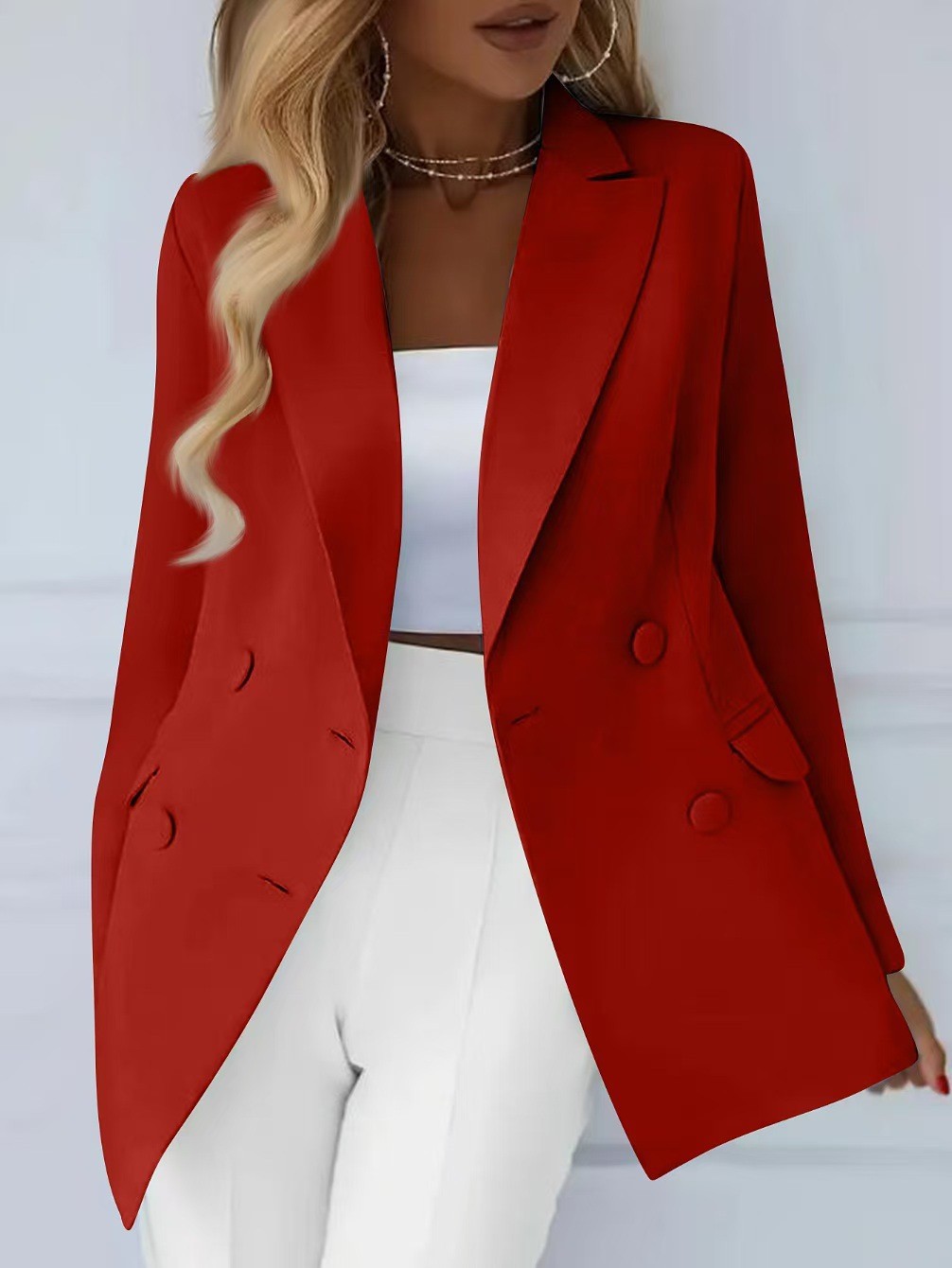 New Stylish Casual Long-sleeve Double-breasted Womens Suit