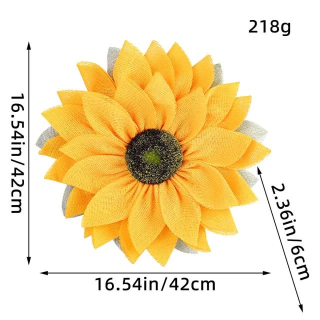 Azabujia Sunflower Wreath Fabric Artificial Sunflower Wall Hanging Autumn Door Decoration C1 6 Linen Sunflower Wreath - Shop at LoveMi