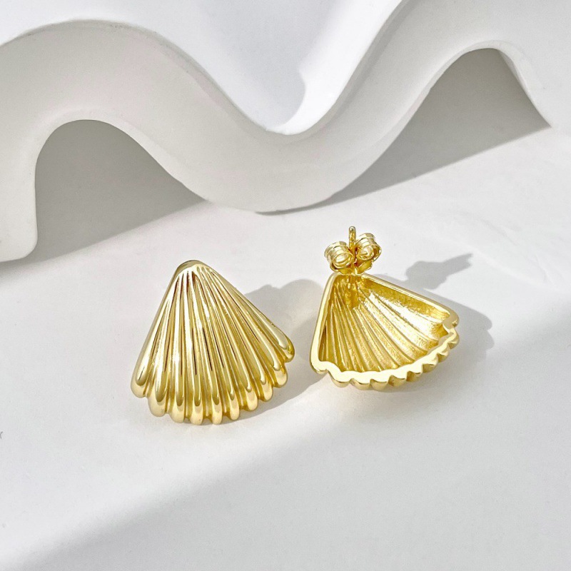 S925 Sterling Silver Stud Earrings For Women Niche Design Shell