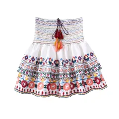 Summer New Printed Top Printing Colour Contrast Skirt - Skirt-S - View 1