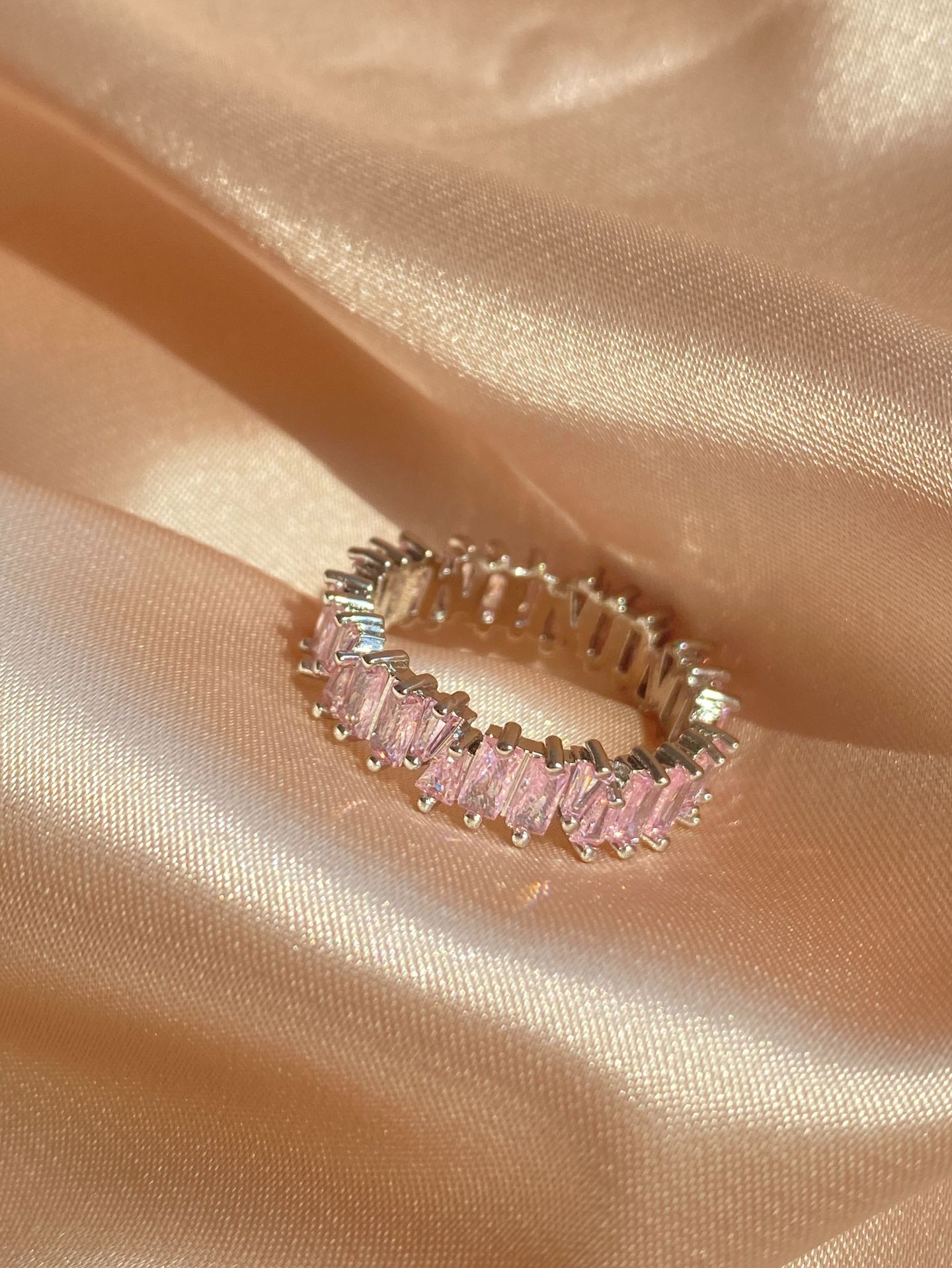 Fashion Inlaid Zircon Ladder Square Ring Female Simple