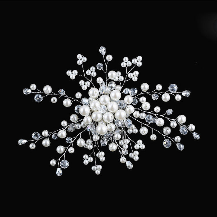 Bridal Wedding Hair Accessories Handmade Crystal String Beads Hair Comb White - Shop at LoveMi