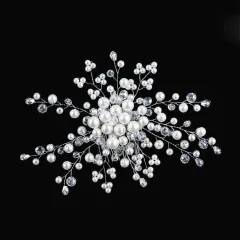 Bridal Wedding Hair Accessories Handmade Crystal String Beads Hair Comb - White - View 1