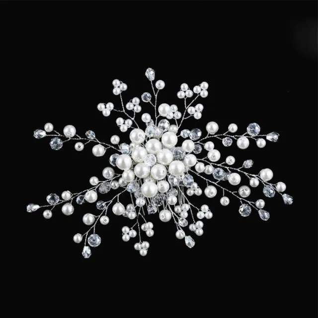 Bridal Wedding Hair Accessories Handmade Crystal String Beads Hair Comb White - Shop at LoveMi