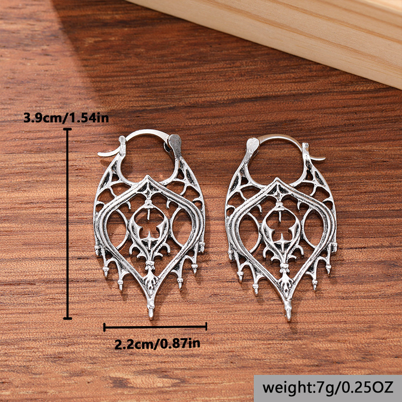 Womens Retro Irregular Hollow-Out Design Earrings
