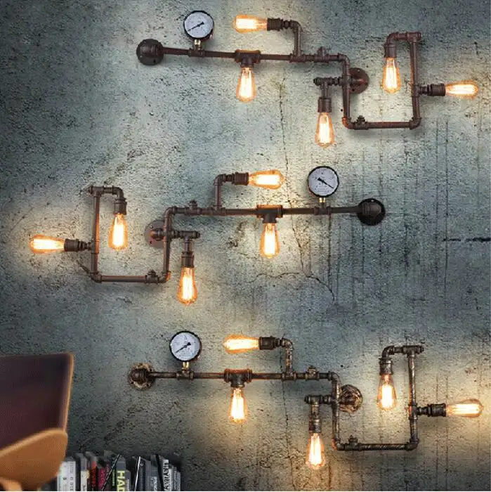 Personalized Iron Water Pipe Decoration Wall Lamp