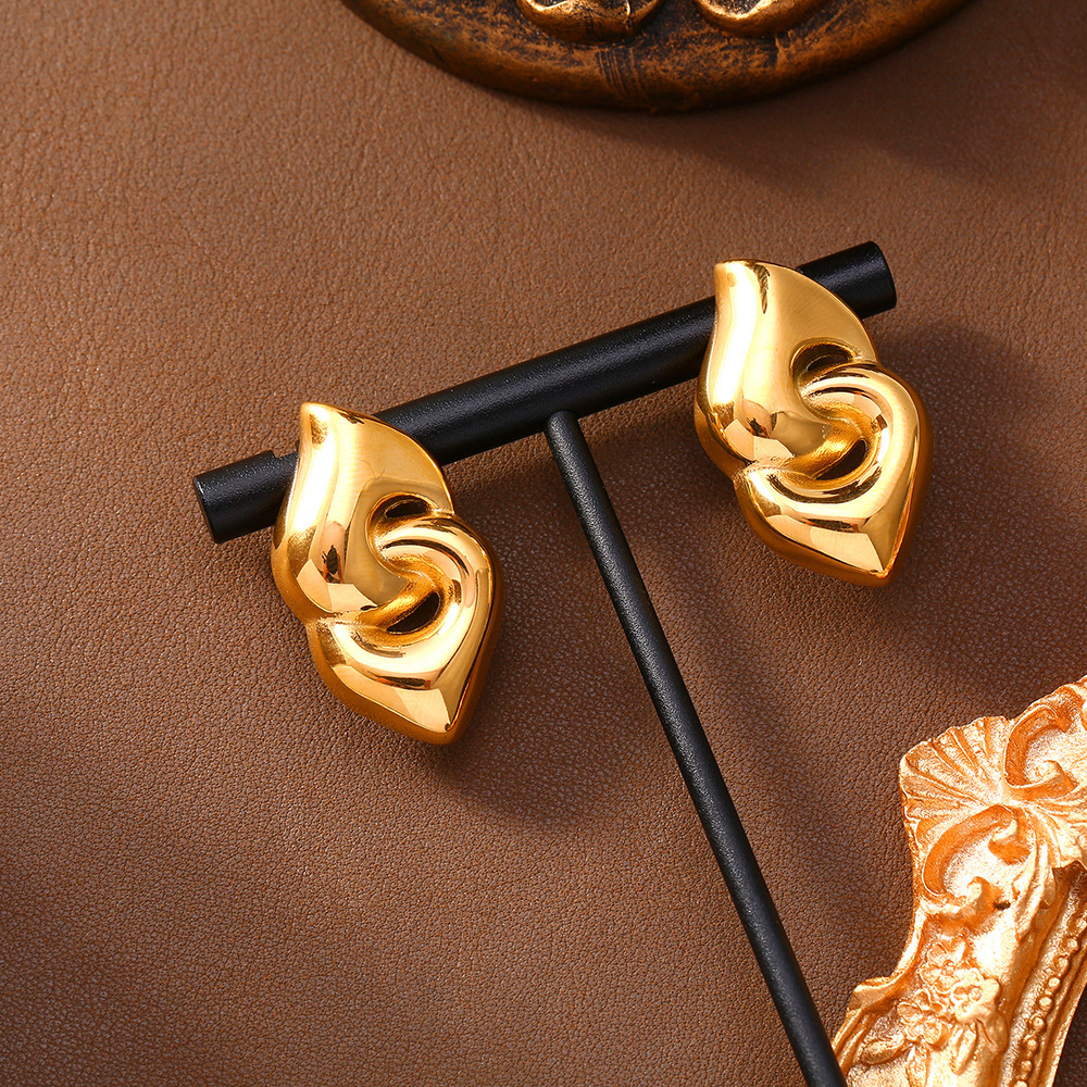 European And American Geometric Double Ring Ring Buckle Non-fading Temperament Earrings